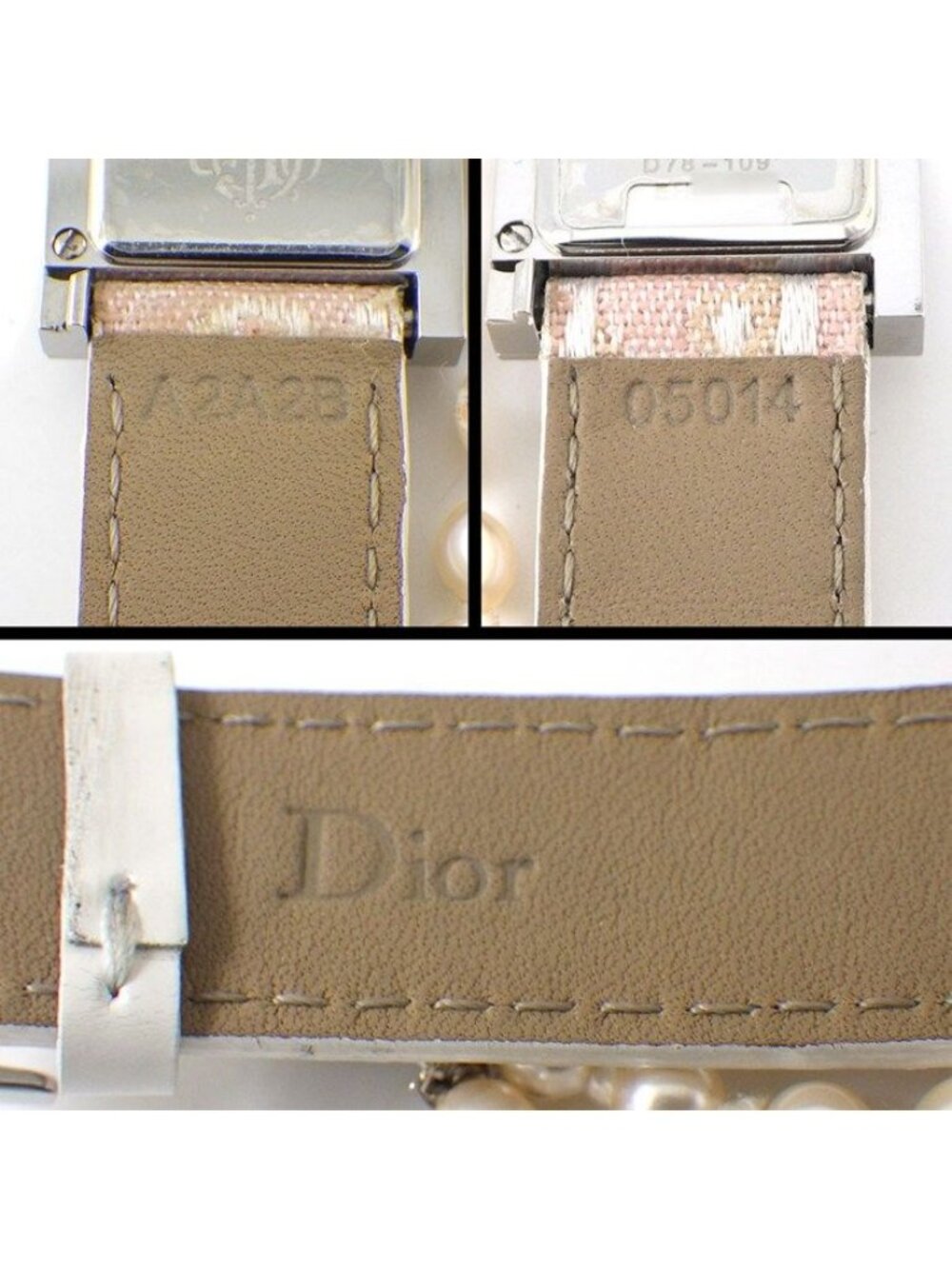 Dior Christian Watch Maris Square White Shell Dial Pearl Chain D Logo - Picture 5 of 10